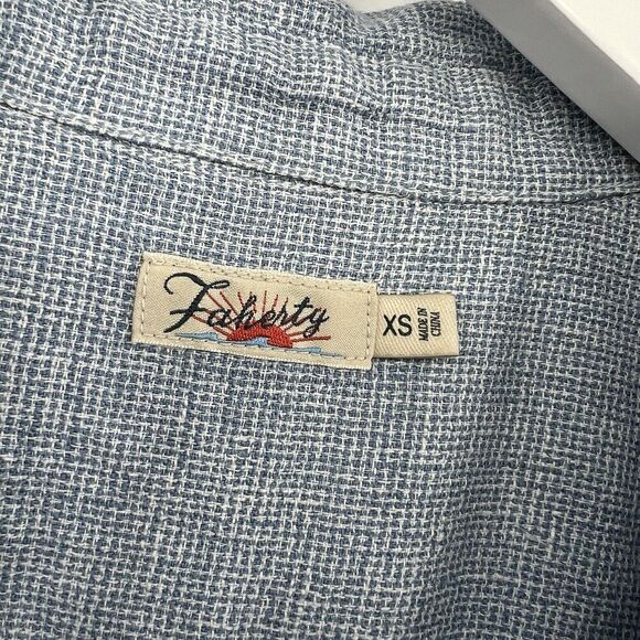Faherty Hana 100% Linen Shirt Dress Blue Basket Weave Button Collared‎ Size XS - Picture 10 of 11